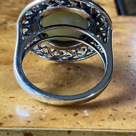 Natural Connemara Marble Sterling Silver Cocktail Ring Size 9 - Picture 5 of 9
